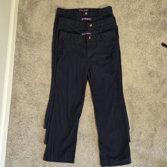 Girls French Toast Uniform Pants Size 14 1/2 Plus Straight Fit Navy Blue Chino - Picture 2 of 9